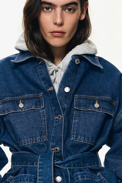 Belted Waist Denim Jacket