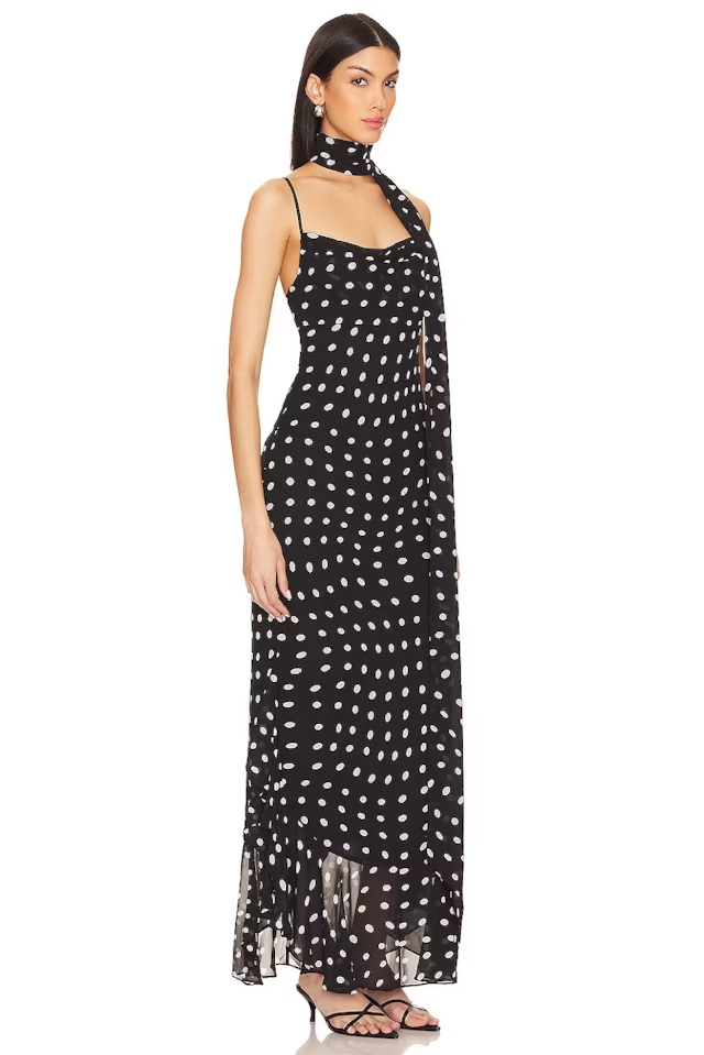 Black and White Polka Dot Strap Dress.