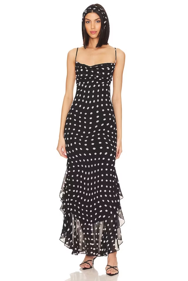 Black and White Polka Dot Strap Dress.