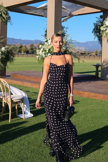 Black and White Polka Dot Strap Dress.