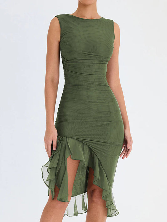 Mesh Ruffle Dress