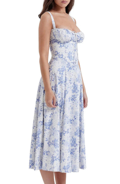 Suspended floral halter dress