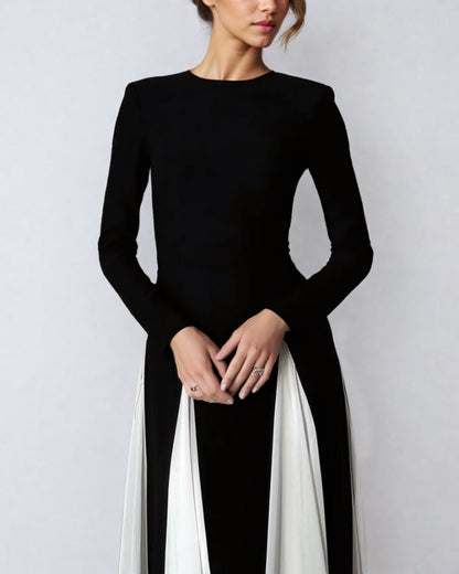 Black and white patchwork maxi dress