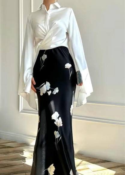 Elegant Satin Skirt Set