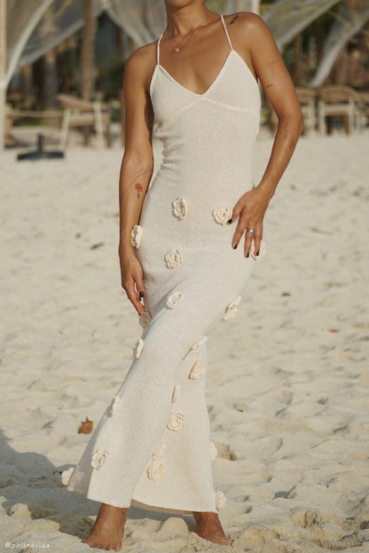 Elegant Floral Halter Dress