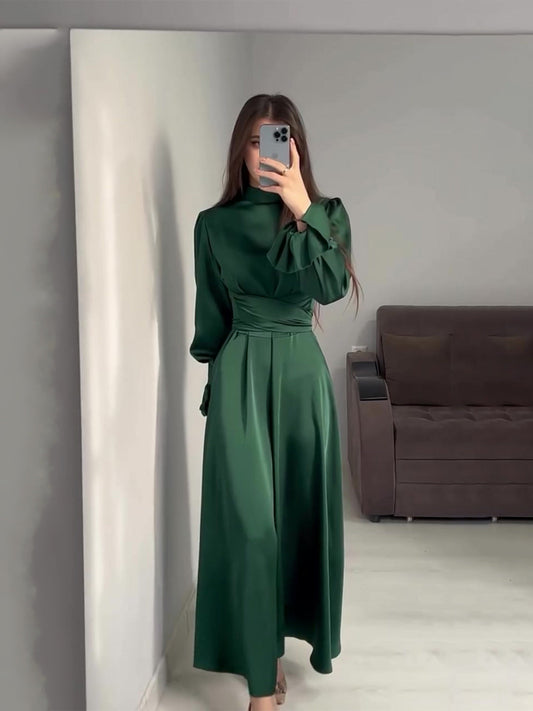 Elegant Long Sleeve Waist Dress
