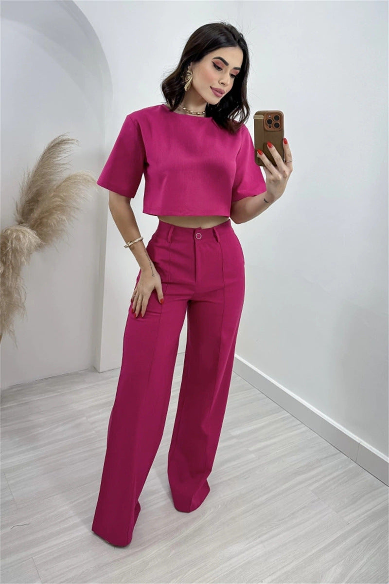 High Waisted Wide Leg Pants Casual Suit