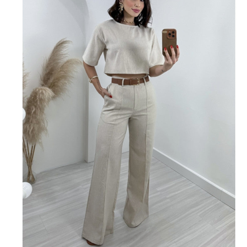 High Waisted Wide Leg Pants Casual Suit