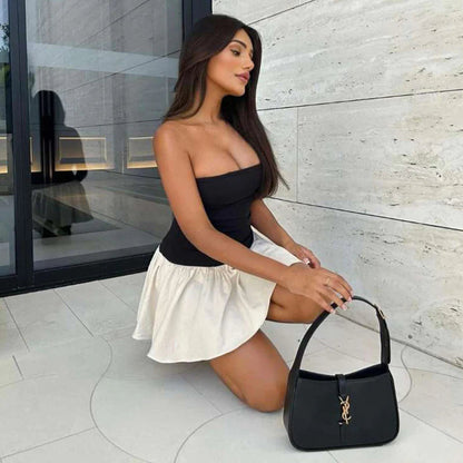 Simple black and white patchwork dress