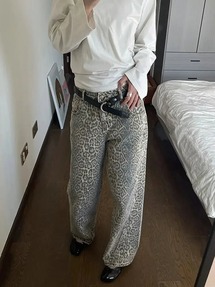 Leopard print jeans