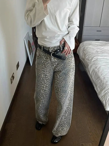 Leopard print jeans