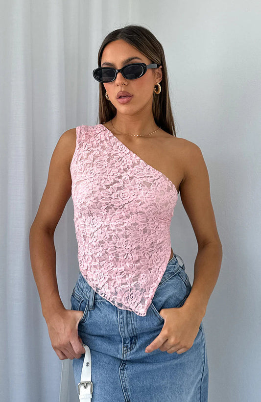Lace One Shoulder Camisole Top