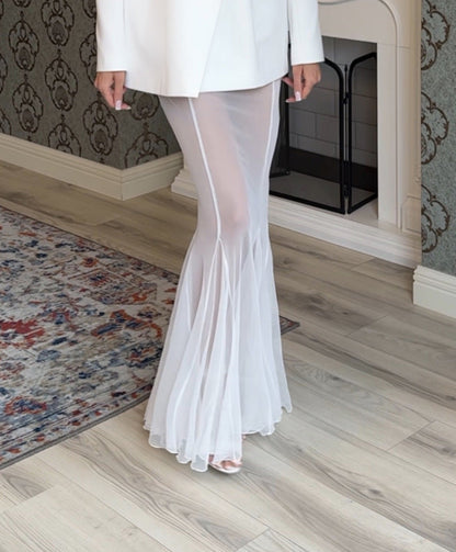 Elegant Satin Mesh Skirt Set