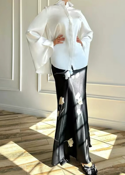 Elegant Satin Skirt Set