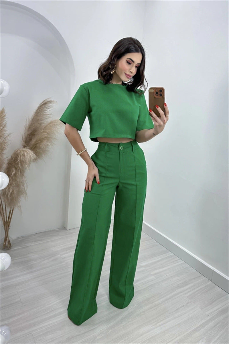 High Waisted Wide Leg Pants Casual Suit