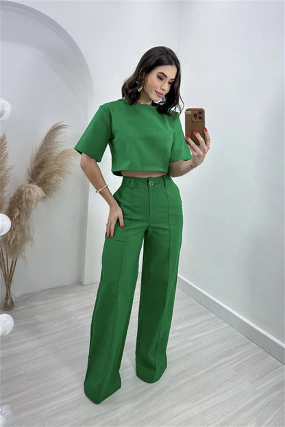 High Waisted Wide Leg Pants Casual Suit