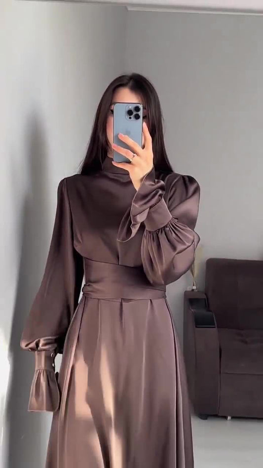 Elegant Long Sleeve Waist Dress