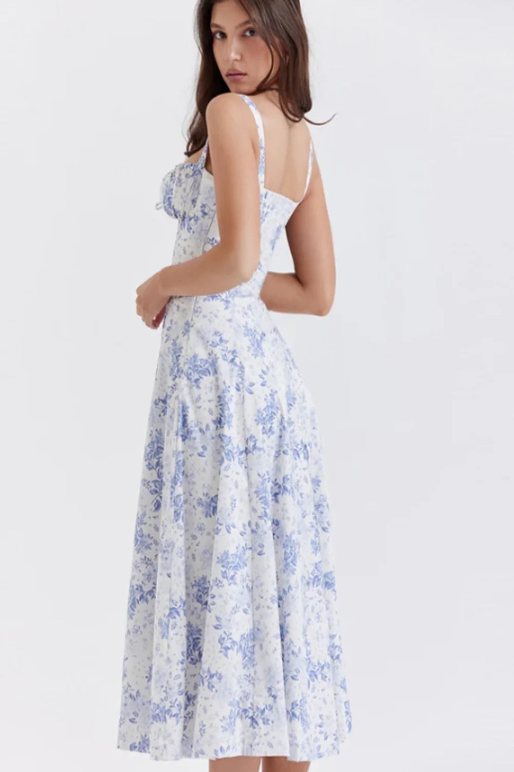 Suspended floral halter dress