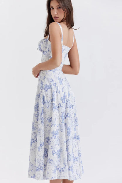 Suspended floral halter dress