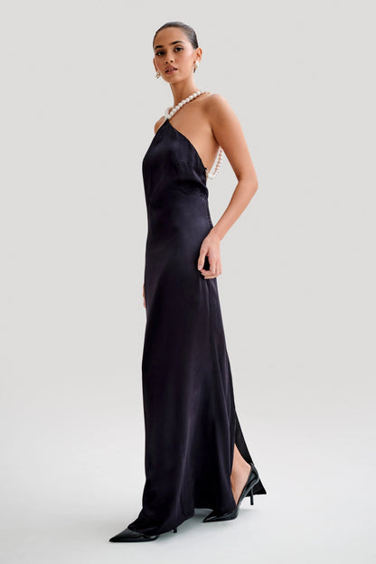 Elegant Pearl Backless Dress