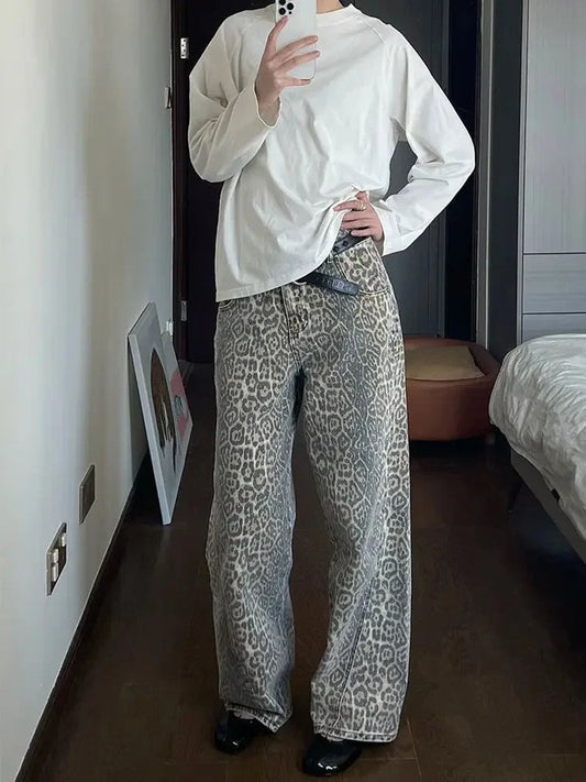 Leopard print jeans