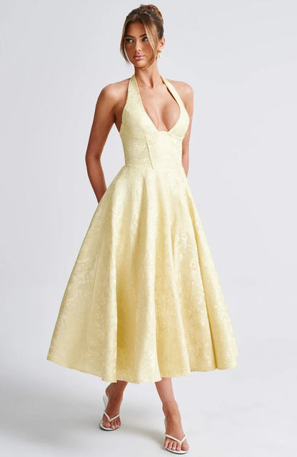 Tie-Neck Jacquard Dress